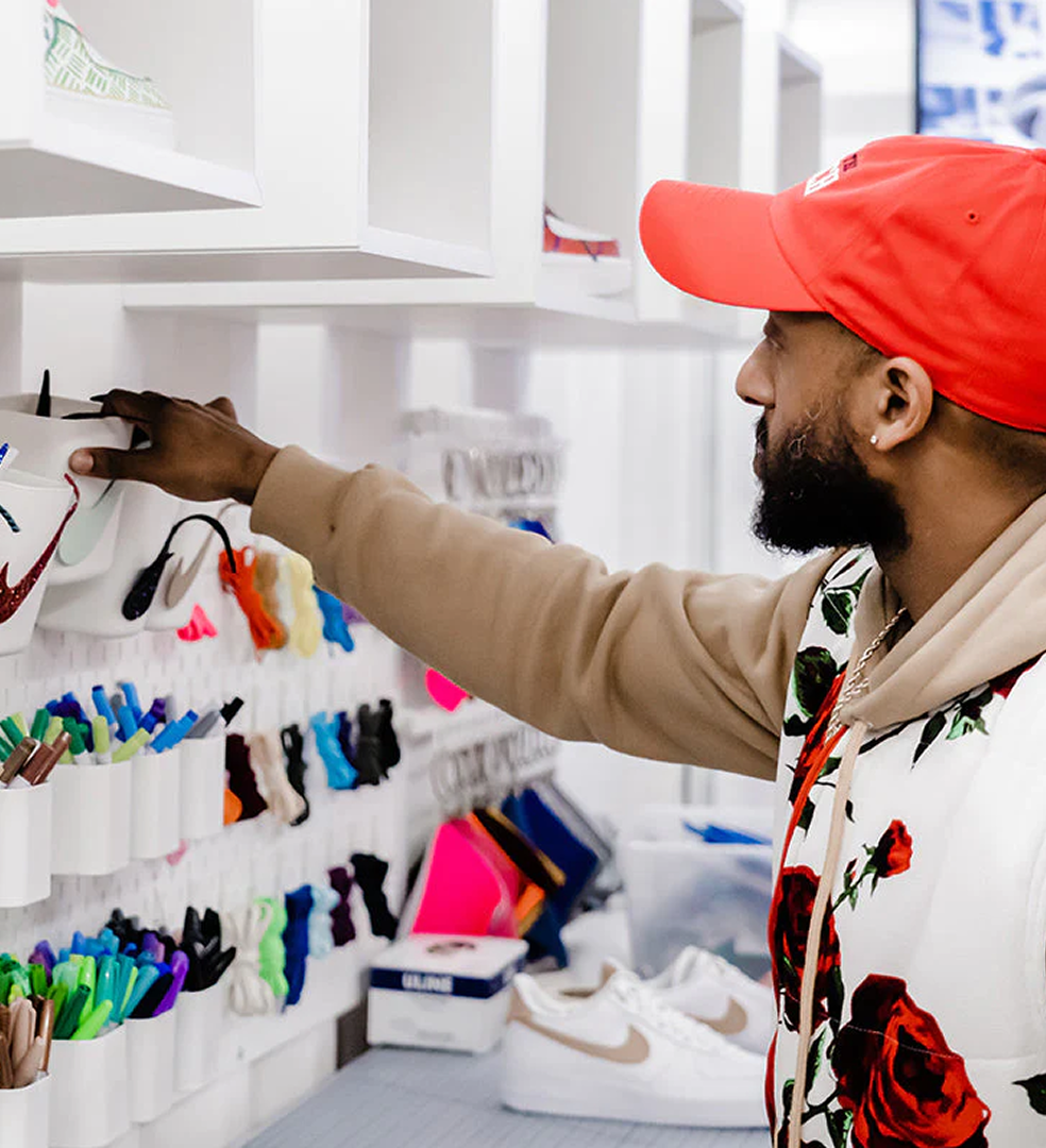 Person shopping for sneakers